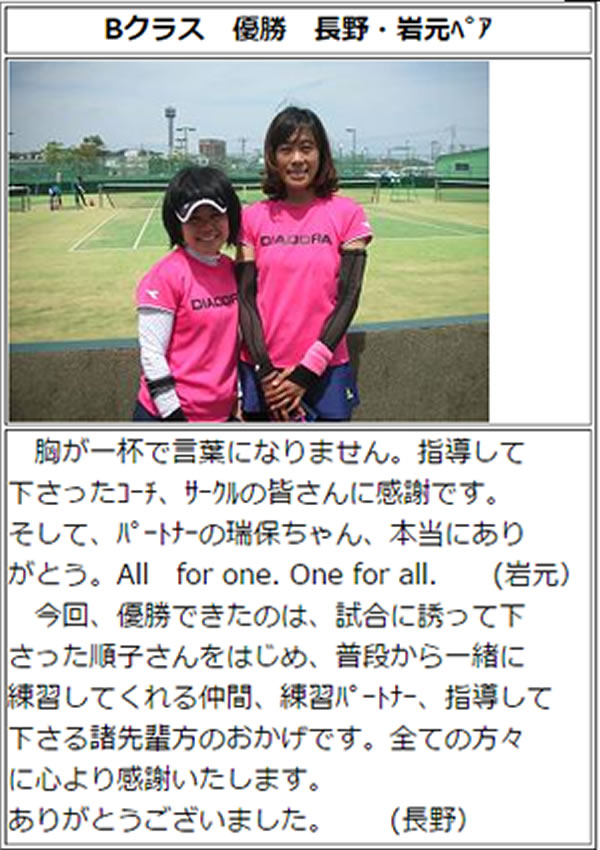 平成29年 女子連 春季大会 Bクラス 優勝!