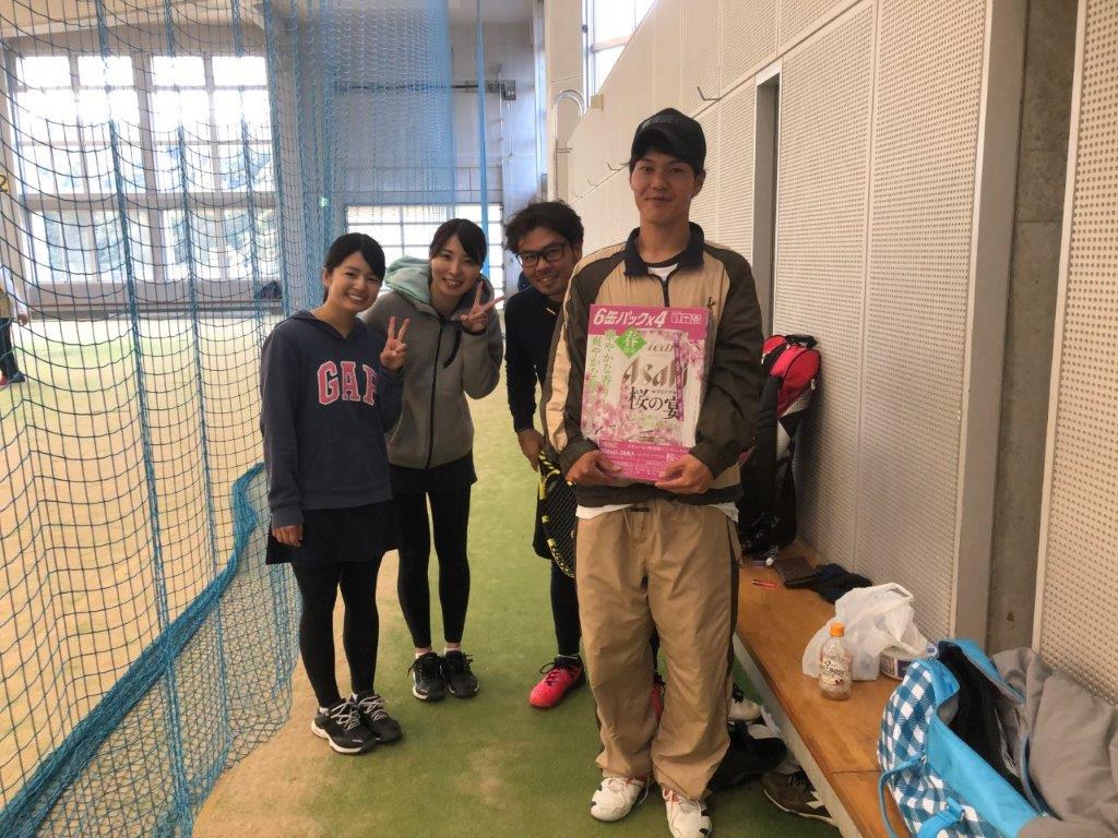 2019.02.17 日曜日 ナッキー杯 ビールハーフ ＆ お茶ハーフ GET! 鹿児島テニスサークル 週末修行