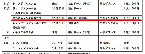 2016 打ち納めシングルス大会 テニスネットかごしま